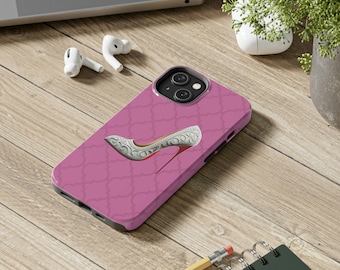 Fancy Red Bottoms High Heels iPhone Case, Pink Patterned with Glam Stiletto, Womens Cell Phone Case, Girlfriend Gift, Present for Wife