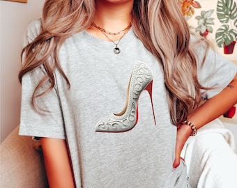 Fancy White Red Bottom Heels Tshirt, rote Böden Mädchen T-shirt, High Heel Stiletto TeeShirt, Braut Tee, Hochzeit Dusche Geschenk, Geschenk für sie