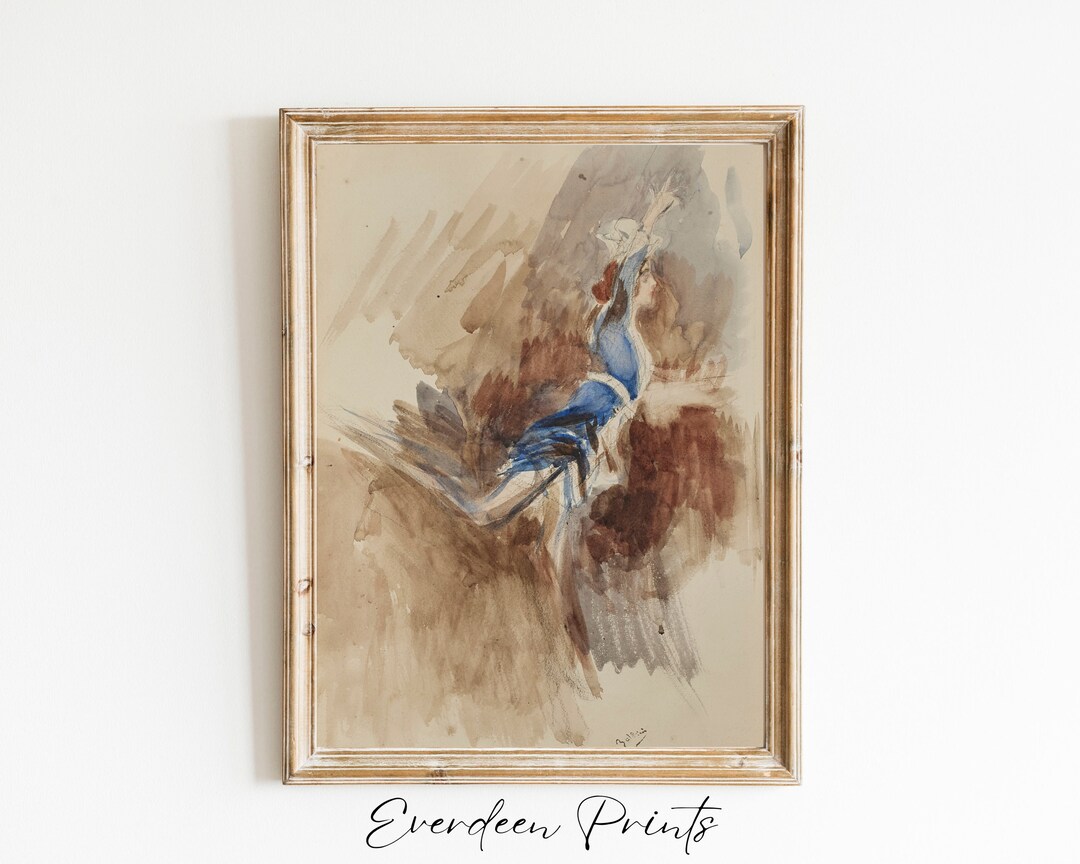 Vintage Woman Dancer Drawing Art Print Vintage Portrait Print Antique