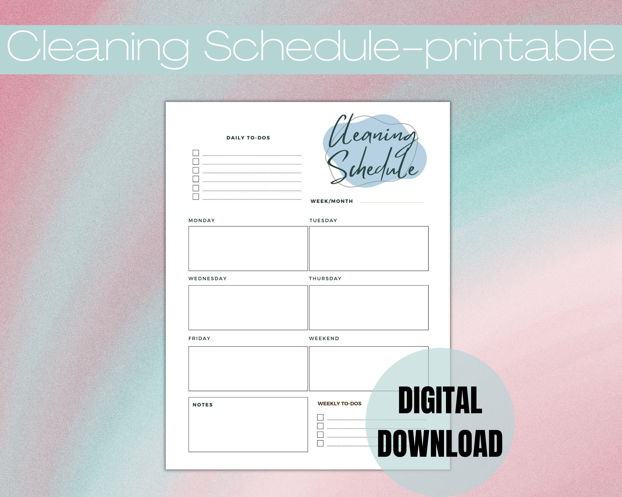Editable Cleaning Schedule Printable Minimal Weekly, Monthly Cleaning ...