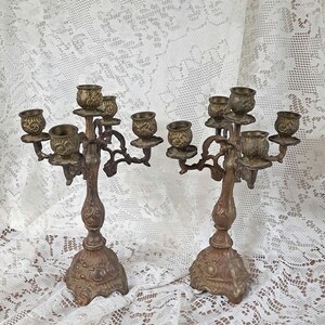Pair of Brass Five arm Candelabra