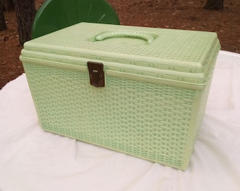 1970s Wilson faux wicker sewing basket