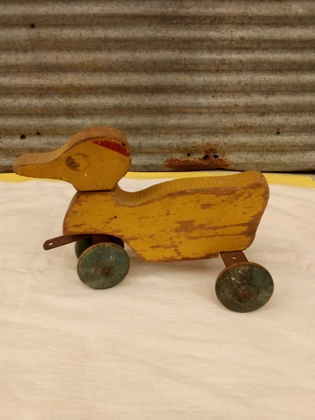 1920s Vintage Wood Duck Pull Toy Etsy