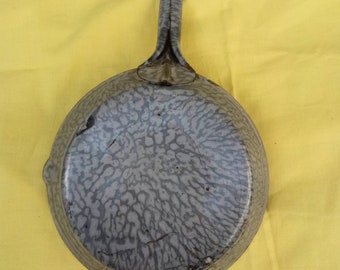 vintage gray enamel frying pan