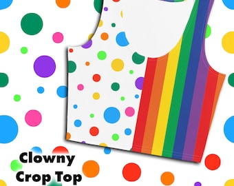 Camiseta sin mangas con corte de payaso arcoíris de Clowncore, ropa de Halloween, ropa LGBT+