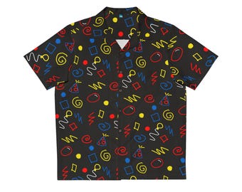 Camisa con botones y colores primarios con estampado de arcade de Clowncore Ropa Ropa
