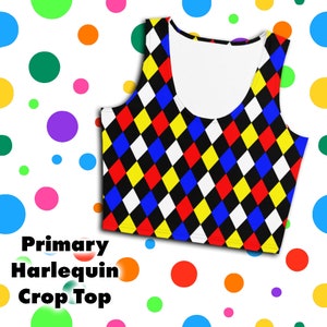 Clowncore Primary Colors Clown Harlequin Crop Top Tank Clothes Clothing