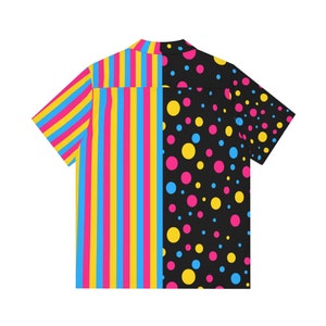 Clowncore LGBT Pride Pansexual Pan Rights Button-Up Button-Down LGBT Shirt Clothes Clothing image 2