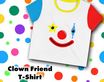 Camiseta corta con cara de amigo payaso de colores primarios de Clowncore, ropa