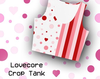 Lovecore Clowncore Valentine's Day Hearts Love Clown Crop Tank Shirt Clothes Clothing