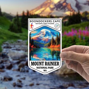 Mount Rainier National Park Sticker: Waterproof Vinyl Decal for Hiker, Laptop