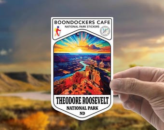 Theodore Roosevelt National Park Sticker: Waterproof Vinyl Hiker Gift