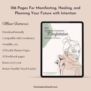 Digital Manifestation Planer Therapie für Fülle 106 Seiten Selbstliebe Arbeitsbuch Psychische Gesundheit Journal Mindset-Arbeitsbuch Digital Bild 2