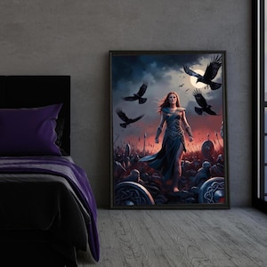 Morrigan Wall Art | Celtic Goddess Printable | Digital Download | Mythology Decor | Pagan Art | Spiritual Artwork | Goddess Painting