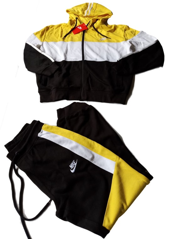 yellow black and white nike sweatsuit