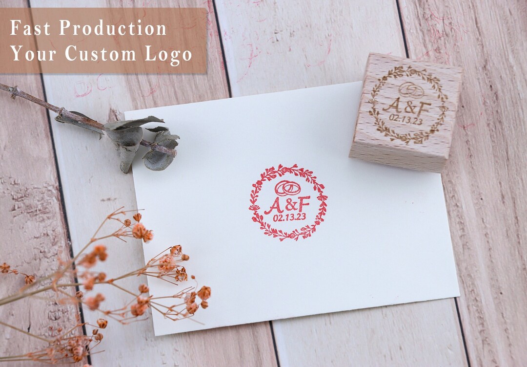 Laser Engraved Custom Logo Stamp Wood Hand Stamp Rubber Etsy