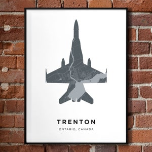 Map of Trenton, Ontario | CF-18 Hornet Fighter Aircraft | Poster Print | Quinte West