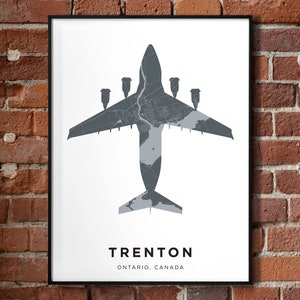 Carte de Trenton, Ontario | Avion C-17 Globemaster | Affiche imprimée | Quinte ouest