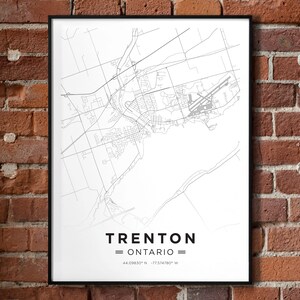 Map of Trenton, Ontario | Black & White | Poster Print | Quinte West