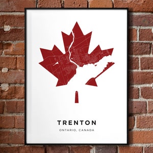 Carte de Trenton, Ontario | Maple Leaf | Affiche Imprimer | Quinte Ouest