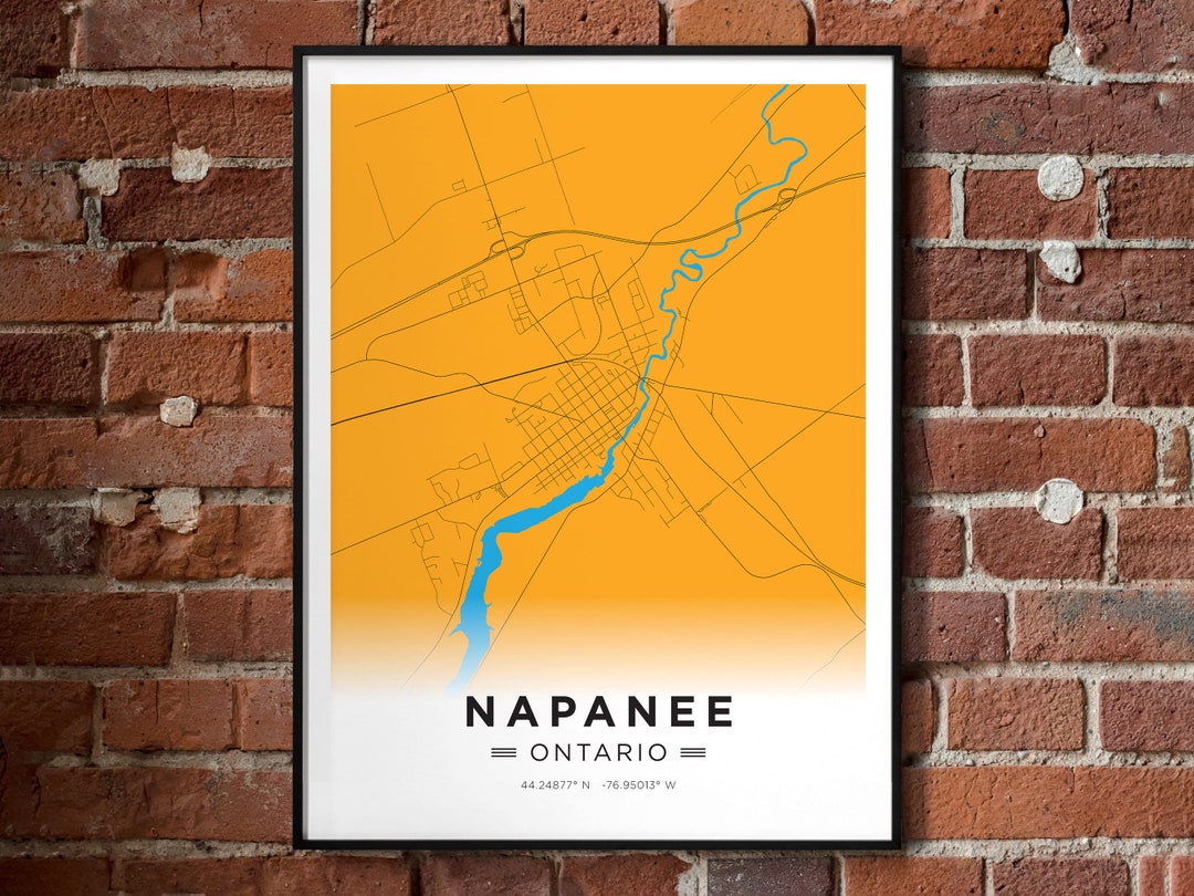 Map of Napanee Ontario City Colours Poster Print Etsy