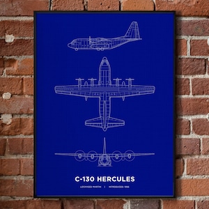 C-130 Hercules | Aircraft Drawing Poster Print