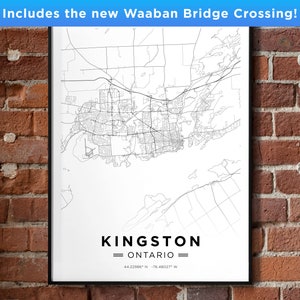Carte de Kingston, Ontario | | noir et blanc Impression de l’affiche
