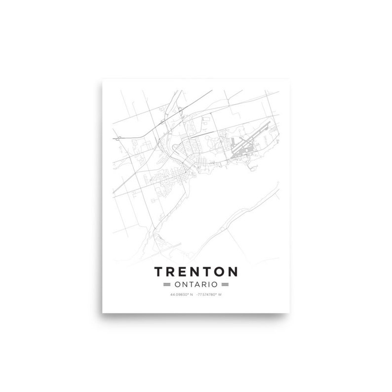 Map of Trenton, Ontario Black & White Poster Print Quinte West Etsy