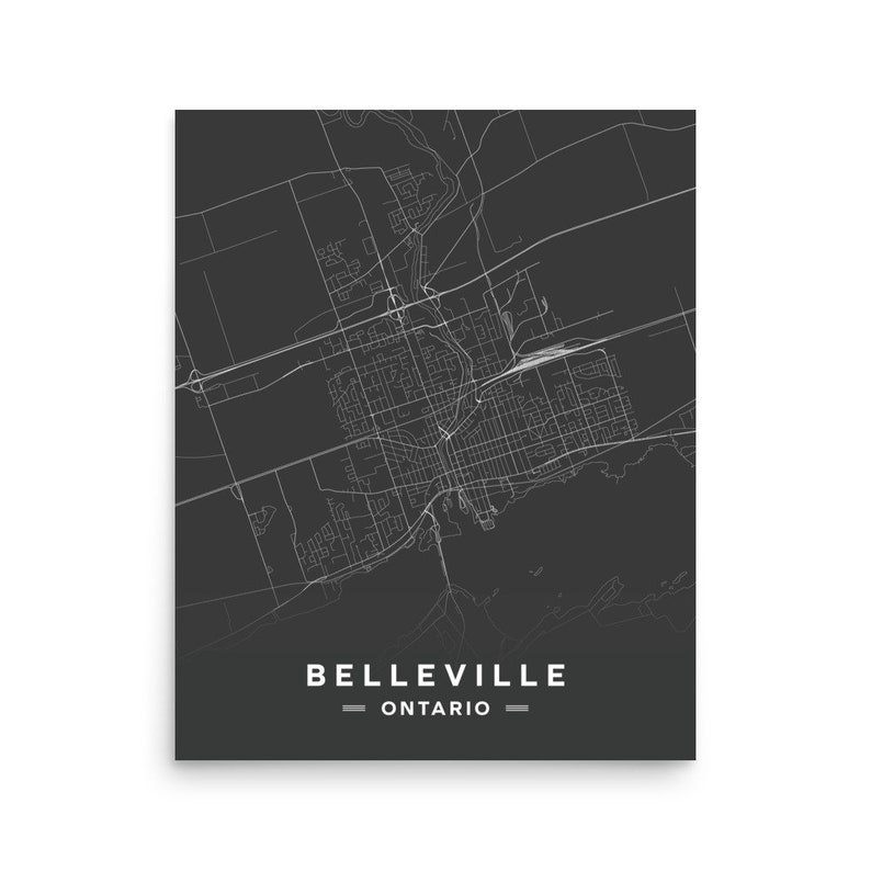 Map of Belleville Ontario Slate Poster Print Etsy