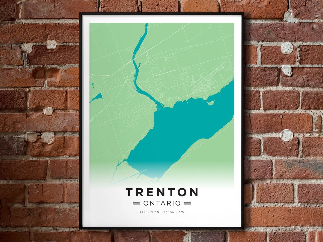 Map of Trenton Ontario City Colours Poster Print Quinte Etsy