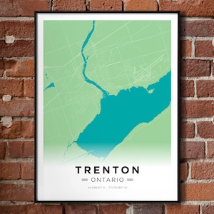 Carte de Trenton, Ontario | Couleurs de la ville | Affiche Imprimer | Quinte Ouest