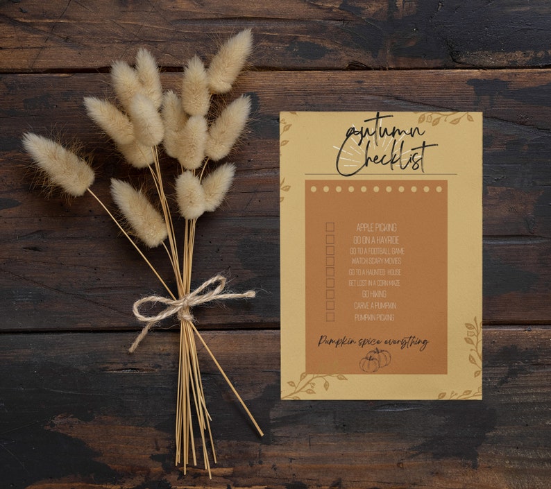 Fall Checklist Printable Art Downloadable Checklist Autumn Art Home ...