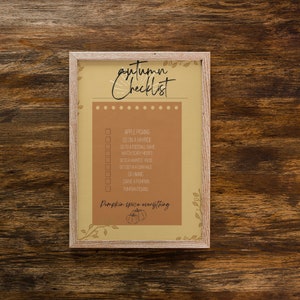 Fall Checklist Printable Art Downloadable Checklist Autumn Art Home ...