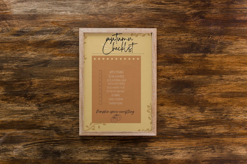 Fall Checklist Printable Art Downloadable Checklist Autumn Art Home ...