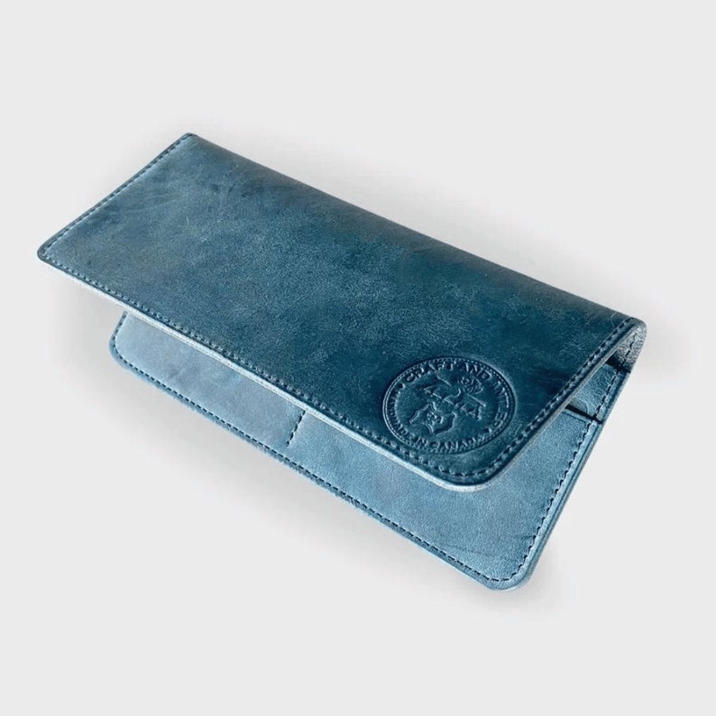 Cartera de cuero larga Plus+, cartera para chaqueta, regalo, cartera para él, cartera para ella, carteras para hombre y mujer, cuero de plena flor, premium Turquoise