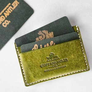 Handmade Italian Leather Card Holder for Him/Her, Leather Credit Card Wallet, Small Card Holder Wallet , Minimalist, Made in Canada
