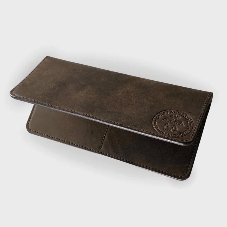 Cartera de cuero larga Plus+, cartera para chaqueta, regalo, cartera para él, cartera para ella, carteras para hombre y mujer, cuero de plena flor, premium Chocolate