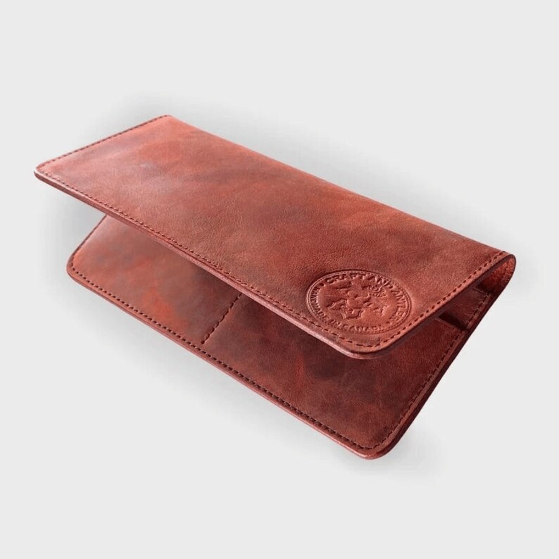 Cartera de cuero larga Plus+, cartera para chaqueta, regalo, cartera para él, cartera para ella, carteras para hombre y mujer, cuero de plena flor, premium Rojo