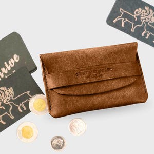 Portefeuille à rabat classique, cuir tanné végétal Pueblo, porte-cartes en cuir, portefeuille en cuir, fait main, cadeau, fabriqué au Canada, portefeuille minimaliste