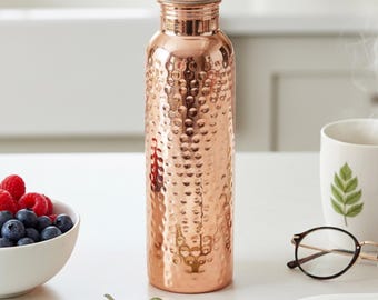 Hammered Copper Water Bottle - Ayurvedic Health Benefits, Leak Proof
