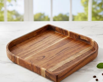 Acacia Wood Catch All Tray | Rustic Farmhouse Organizer