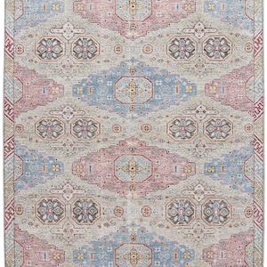 8x10 Pink Hand Knotted Persian Oushak Rug 9x12, 10x14, Oriental Wool Carpet in, Pastel Blue  Vintage Turkish Boho Area Rug for Living Room