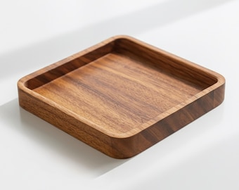 Handmade Acacia Wood Square Tray | Rustic Home Decor (30 cm)
