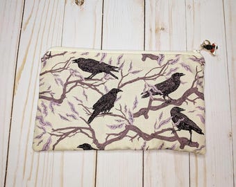 Gothic Halloween Ravens Crows Zipper Pouch- Perfect For Halloween or Everyday Use