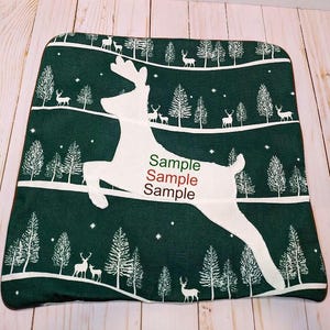 Personalized Embroidered Reindeer Pillowcase: Woodland Holiday Decor