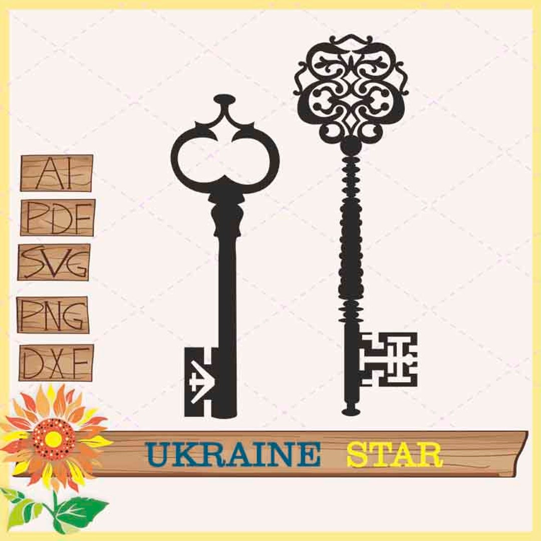 Vintage Keys Svg Steampunk Antique Clipart Vector Victorian Style Etsy