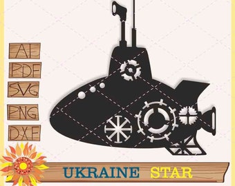 Submarine Boat steampunk clipart victorian png pattern