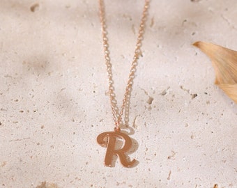 Letter Jewelry - Custom Letter Charm Necklace - Gold Color Sterling Silver Initial - Personalized Jewelry -  Birthday Gift for Her