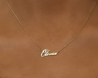 Sierlijke gepersonaliseerde naam ketting-aangepaste handgeschreven naam sieraden-gouden naamplaatje ketting-gepersonaliseerde naam sieraden-cadeau voor haar-cadeau voor moeder