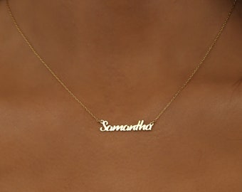 Nome personalizzato collana-delicato nome minuscolo gioielli-nome script personalizzato gioielli-nome collana oro-nome personalizzato collana-regalo per la mamma